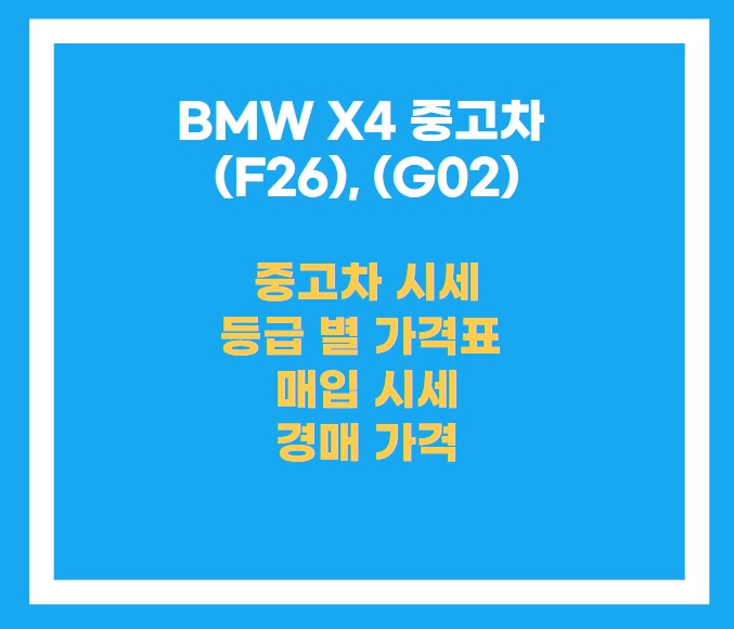 BMW X4 중고차 F바디, G바디 중고차 현황에 대한 목차 설명