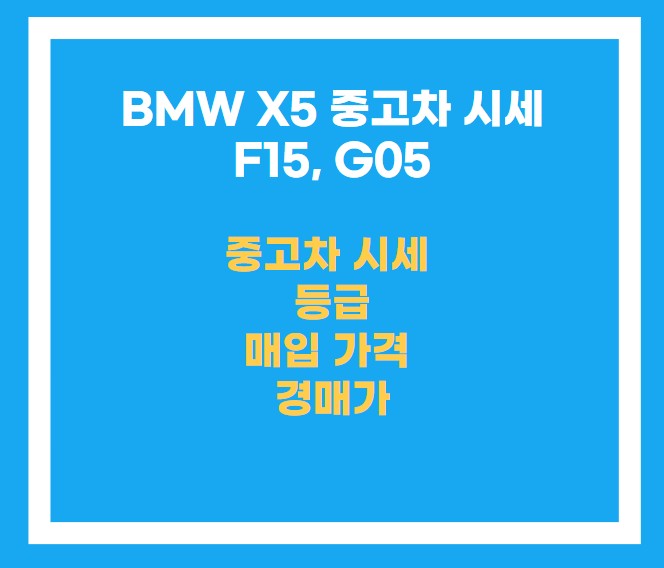 BMW X5 중고차 관련 시세, 등급, 매입 가격 목차 항목