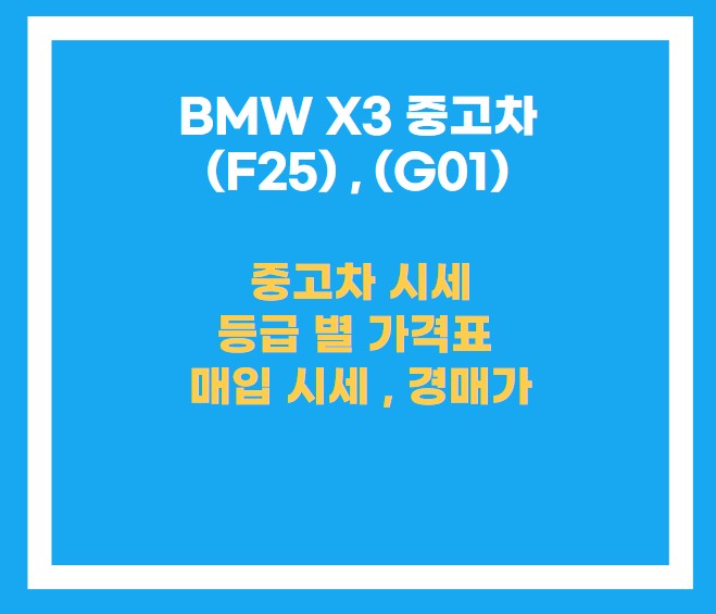 BMW X3 중고차 시세 현황에 대한 목차 설명